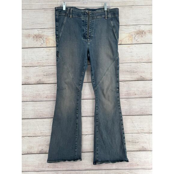 We the Free People Seamed Front Zip Close Bootcut jeans Womens 33 Blue - Picture 1 of 11